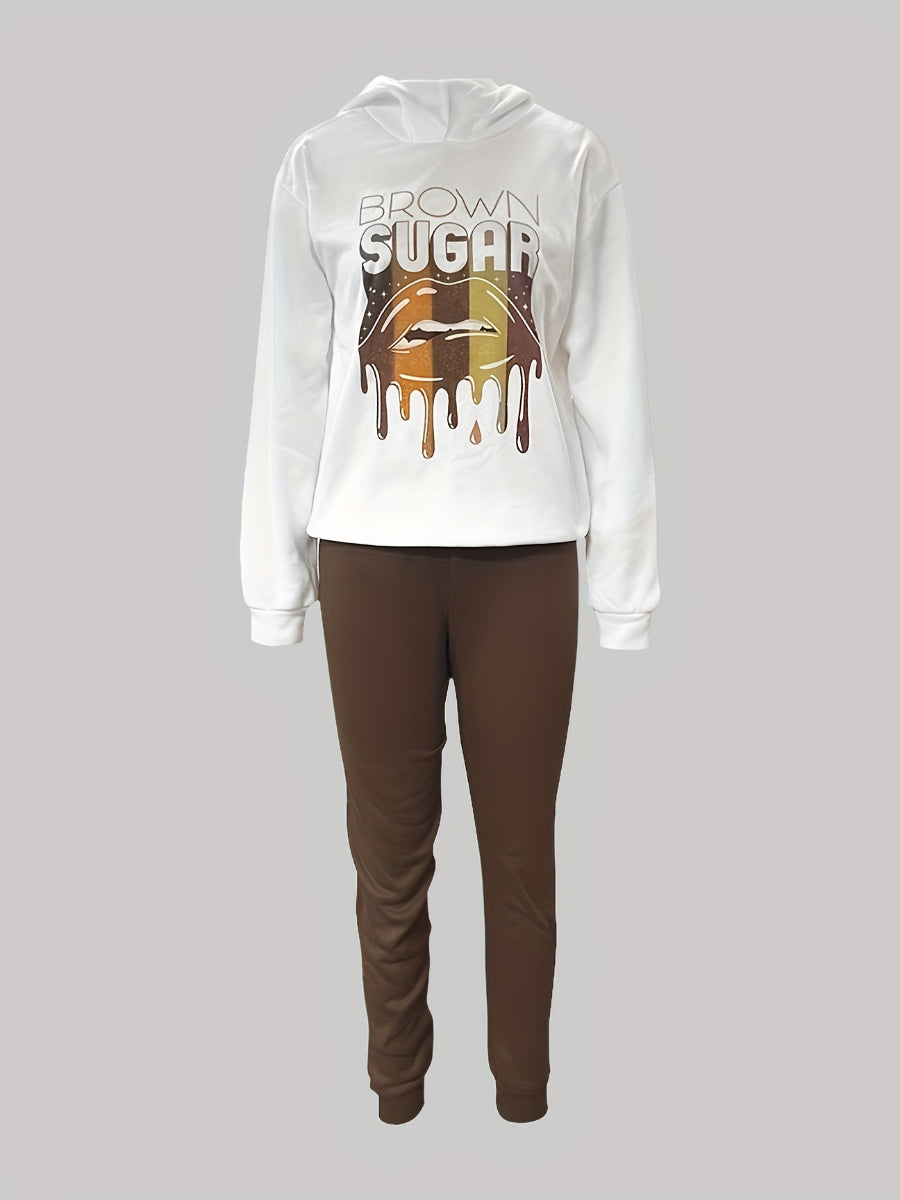 Butterfly Letter Print Kangaroo Pocket Tracksuit Set AR3037