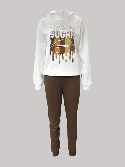 Butterfly Letter Print Kangaroo Pocket Tracksuit Set AR3037