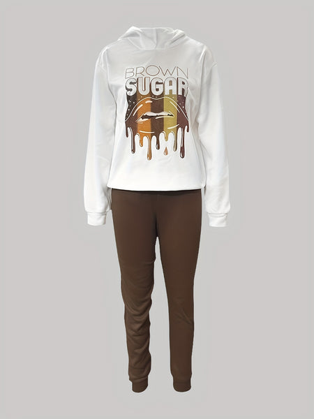 Butterfly Letter Print Kangaroo Pocket Tracksuit Set AR3037