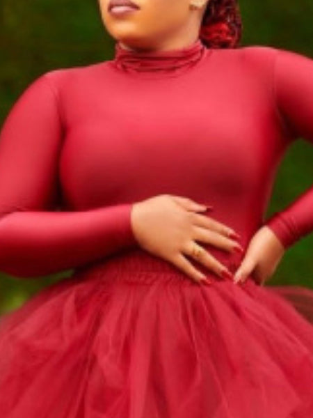 BASICS Plus Size Turtleneck Skinny T-shirt BO2167