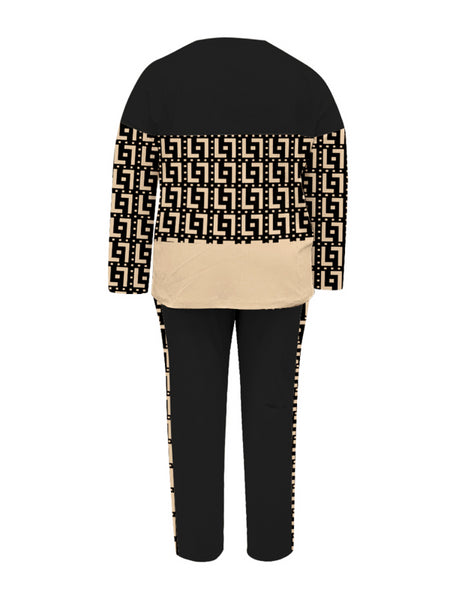 Plus Size Chain Letter Print Pants Set AT8059