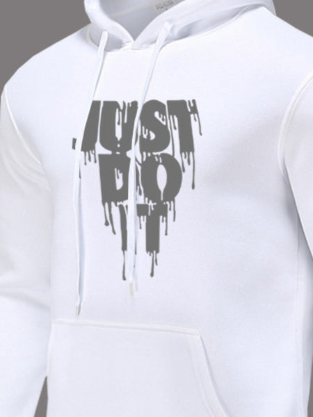 Plus Size Just Do It Letter Print Kangaroo Pocket Tracksuit Set AR802