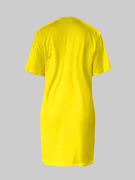 Plus Size Lip Letter Print T-shirt Dress AC2035