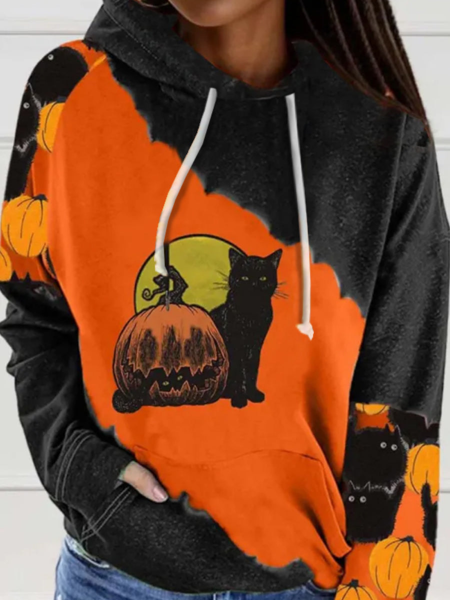 Figure Print Patchwork Kangaroo Pocket Hoodie AC2071