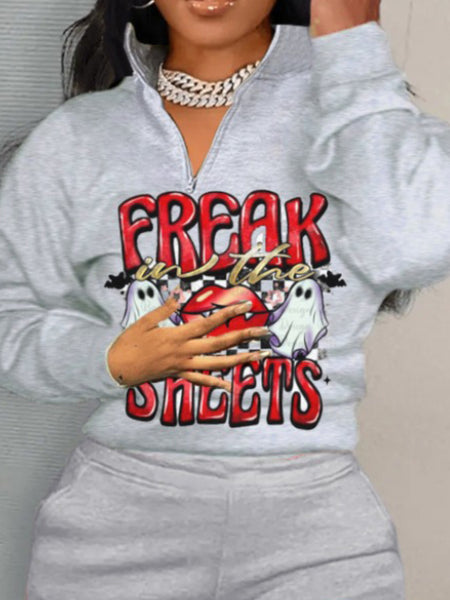 Plus Size Cartoon Letter Print Pants Set BO2157