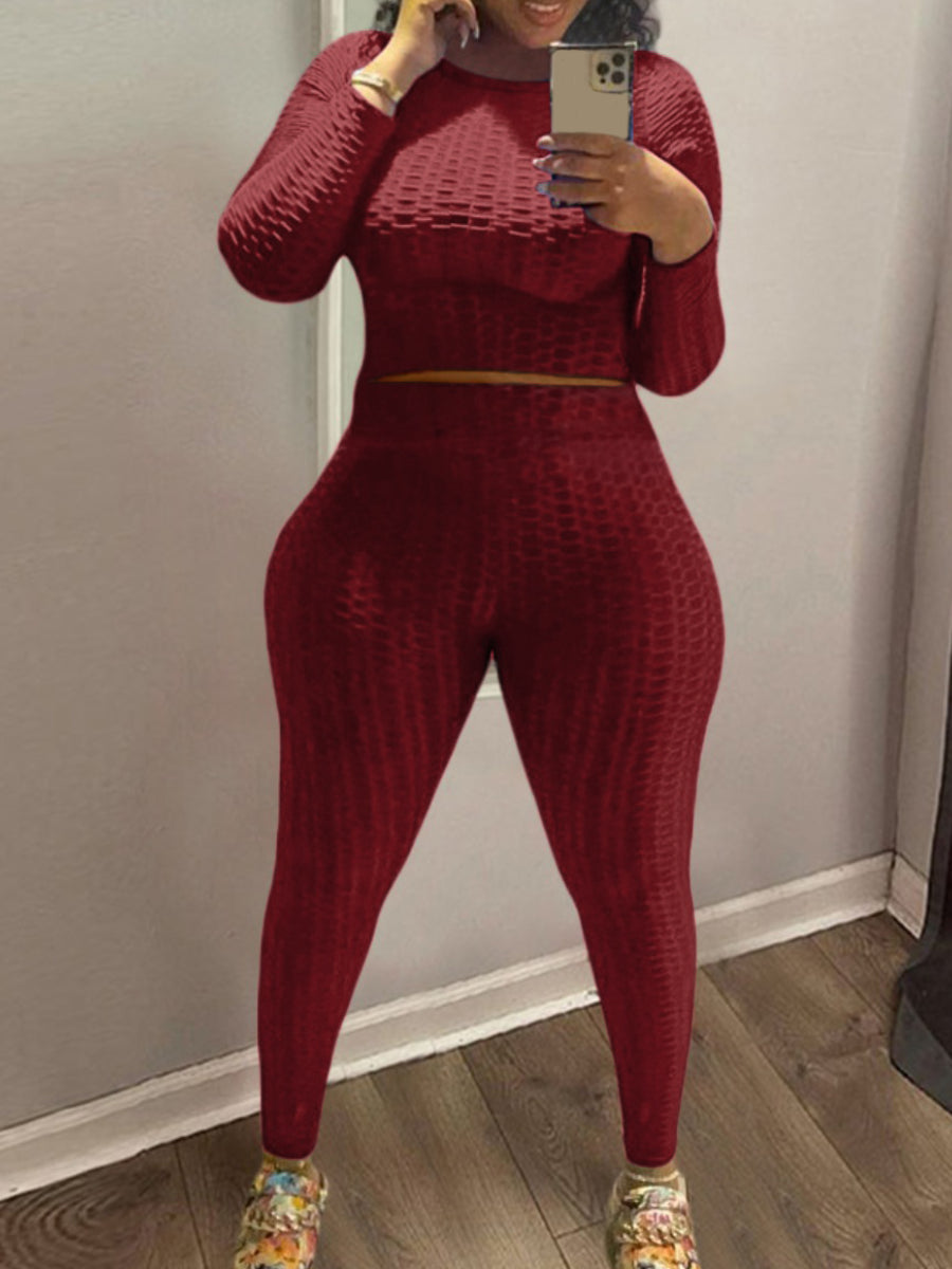 BASICS Crop Top High Waist Skinny Pants Set BO50109 Furdela