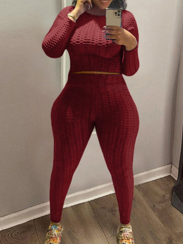 BASICS Crop Top High Waist Skinny Pants Set BO50109 Furdela