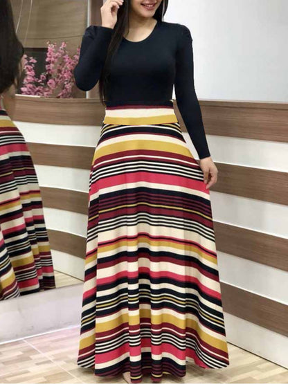 Plus Size Striped A Line Dress AC2013