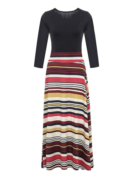 Plus Size Striped A Line Dress AC2013