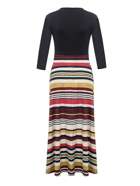 Plus Size Striped A Line Dress AC2013
