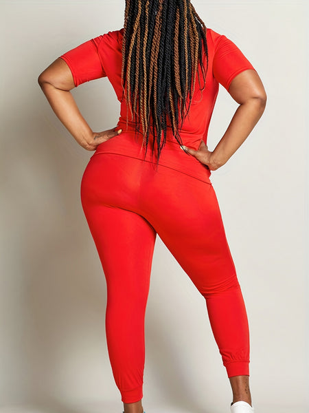 Plus Size Hooded Collar Ripped Pants Set AT909