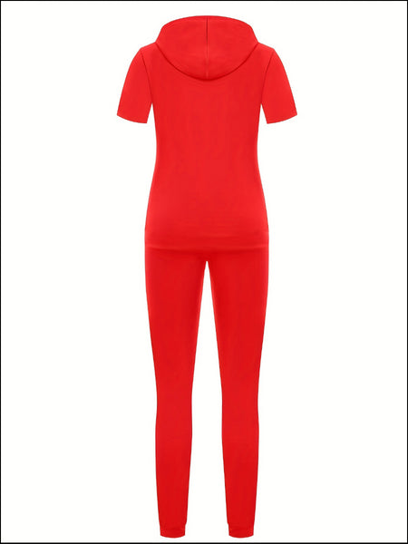 Plus Size Hooded Collar Ripped Pants Set AT909