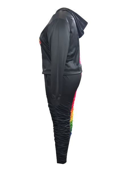 Plus Size Tie Dye Letter Print Tracksuit Set AT9061