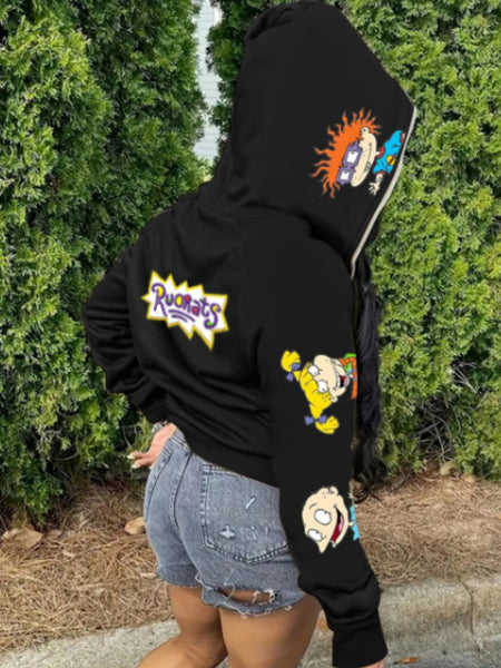 Plus Size Cartoon Letter Print Drawstring Sweatpants AT9018