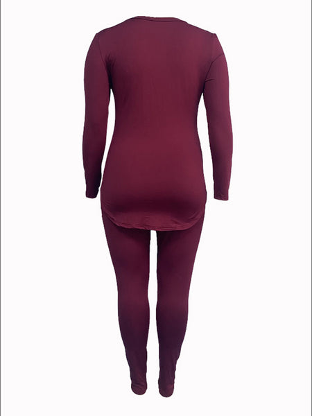 Plus Size Pocket Design Pattern Leopard Print Skinny Two-piece Pants Set AC2020