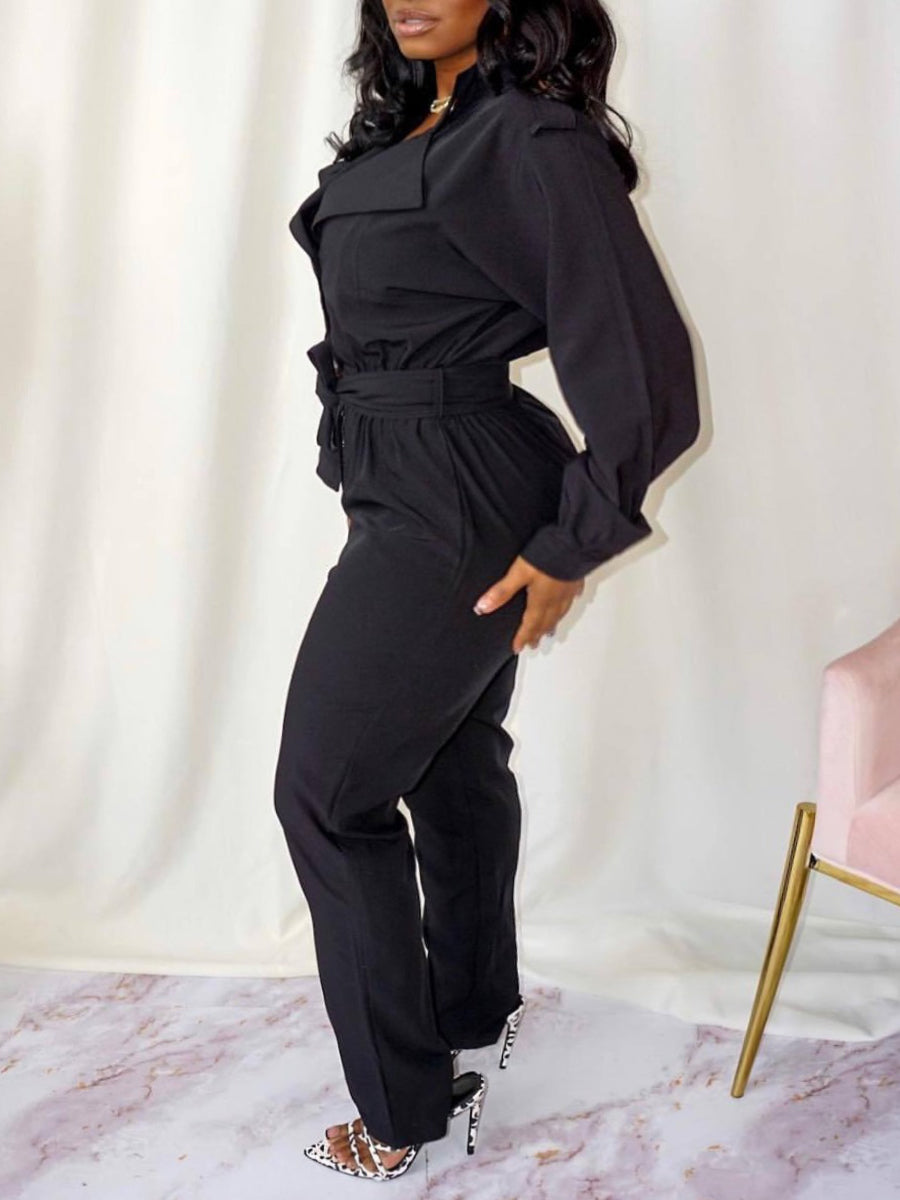 Plus Size Button Bandage Design Jumpsuit AC2018