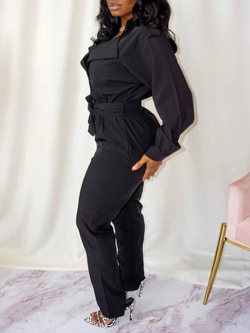 Plus Size Button Bandage Design Jumpsuit AC2018