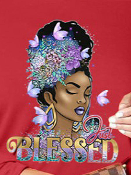 Plus Size Off The Shoulder Figure Letter Butterfly Print Dress AT9034