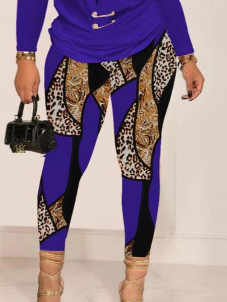 Plus Size Faith Letter Leopard Print Pants Set BO3050