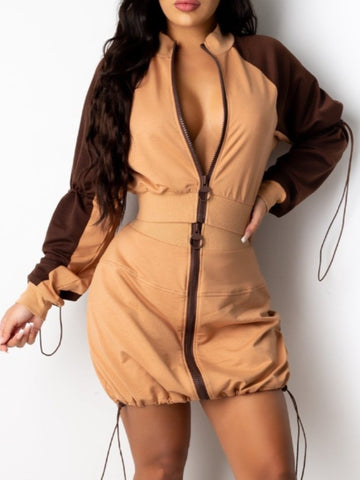 Drawstring Zipper Design Skirt Set BO50123 Furdela