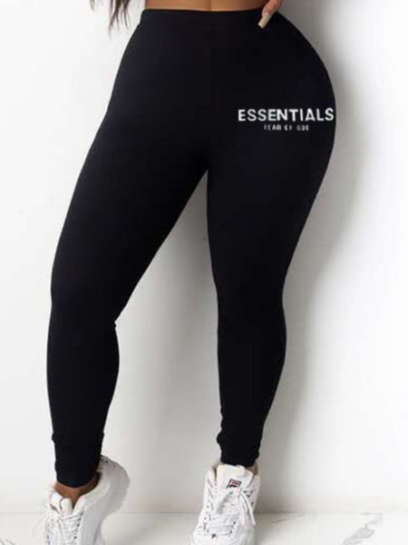 Plus Size Crop Top Essentials Letter Print Pants Set AC2028