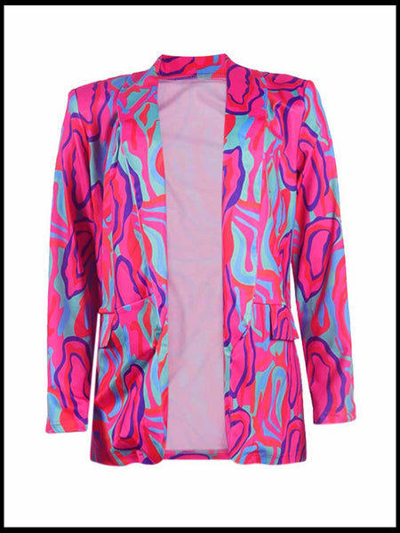 Plus Size Tie Dye Pocket Design Blazer AC2027
