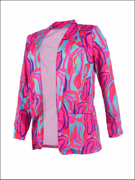 Plus Size Tie Dye Pocket Design Blazer AC2027
