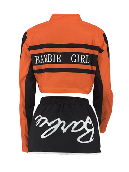 Crop Top Letter Print Skirt Set BO5085 Furdela
