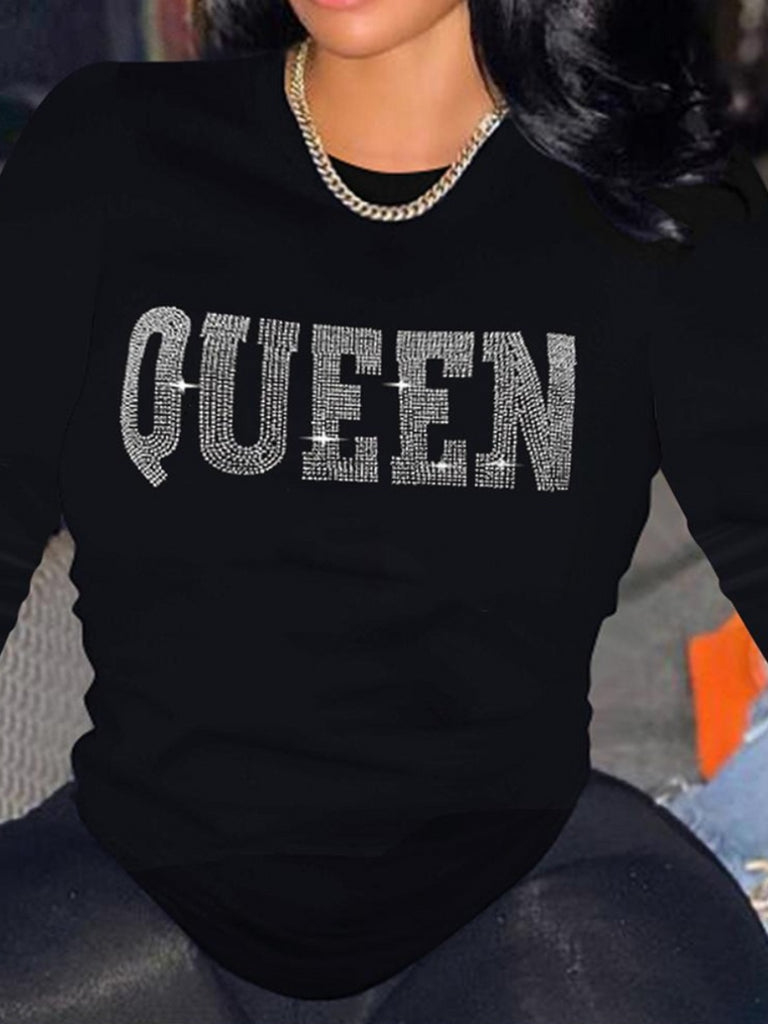 Plus Size Queen Letter Decor T-shirt BO304