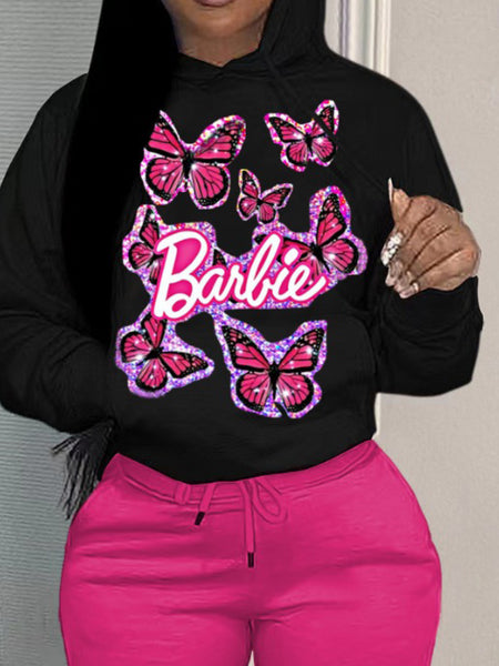 Plus Size Cartoon Letter Print Pants Set BO2157