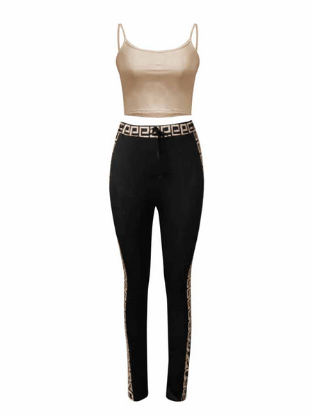 Cami Leopard Print Drawstring Three Piece Pants Set BO3024