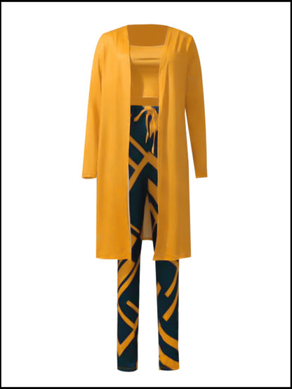 Cami Geometric Print Drawstring Three Piece Pants Set BO5084 Furdela