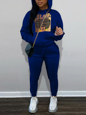 Figure Melanin Letter Print Tracksuit Set BO5061 Furdela