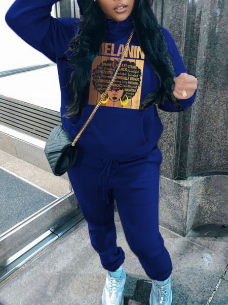 Figure Melanin Letter Print Tracksuit Set BO5061 Furdela