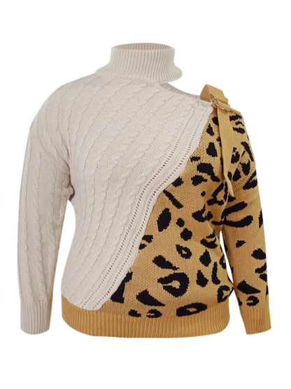Plus Size Leopard Print Cut Out Sweater BO5051 Furdela