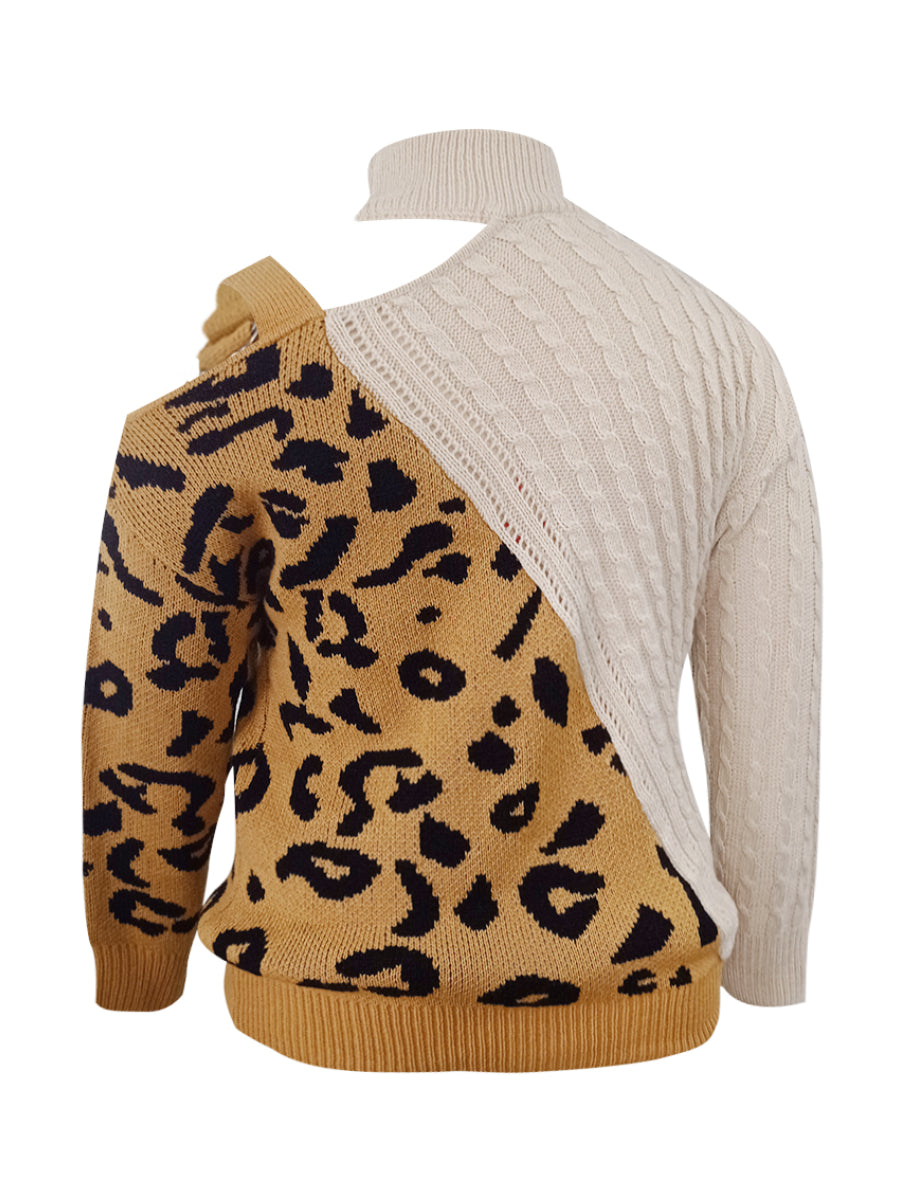 Plus Size Leopard Print Cut Out Sweater BO5051 Furdela