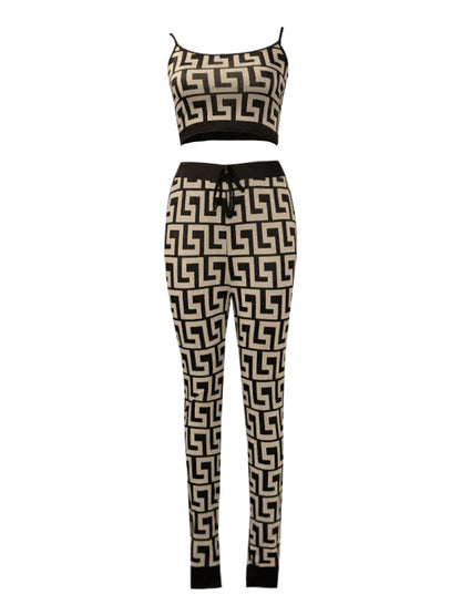 Cami Geometric Print Drawstring Three Piece Pants Set BO5084 Furdela