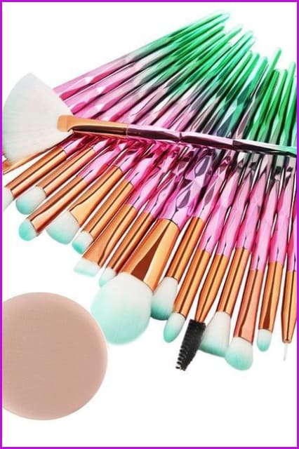 20Pcs Diamond Makeup Brushes Set F389 - Furdela