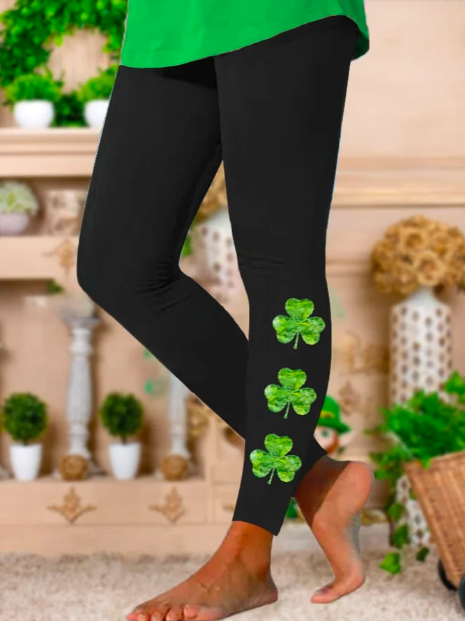 Four-Leaf Clover Tight Boho Leggings BB22