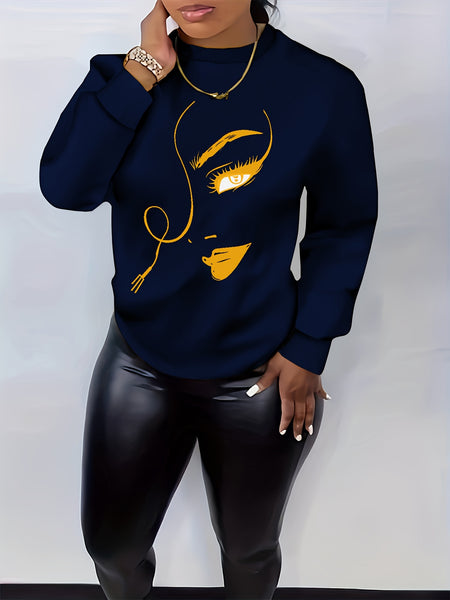 Graphic Print Pullover Sweatshirt FG3549 Furdela