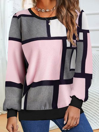 Crew Neck Loose Geometric Casual Sweatshirt QAL27