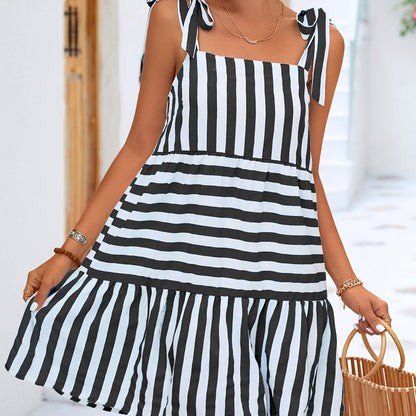 Cute Striped Loose Cami Dress, Sleeveless Casual Dress For Summer &amp; Spring, Women's Clothing AE105