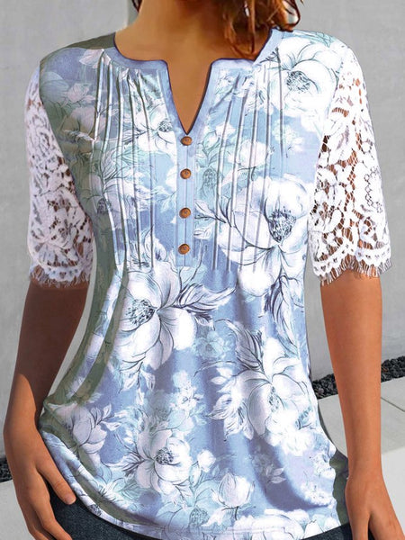 Chemise décontractée en jersey à fleurs QH85