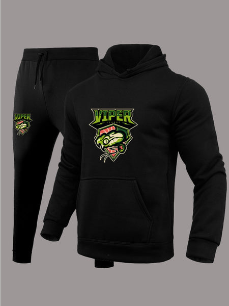 Men Cartoon Letter Print Kangaroo Pocket Tracksuit Set BO210