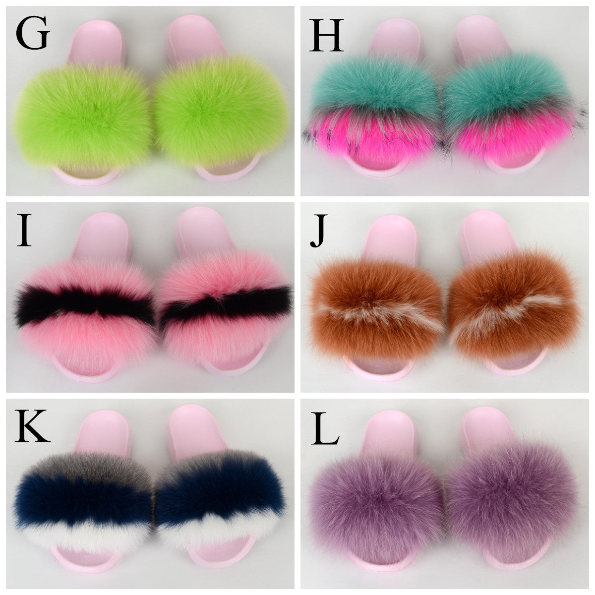 {5-7 days wait for make} Pink Sole Normal Fluffy Fur Slides F576 - Furdela