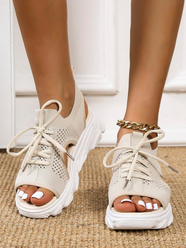 Breathable Hollow Out Lace Up Front Slip On Sports Sandals YY58