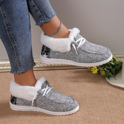 Women's Plush Lined Canvas Shoes GR7841 Furdela