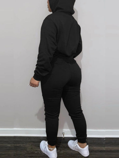 Hooded Collar Kangaroo Pocket Tracksuit Set AR50106