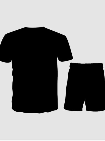 Men Crown King Letter Print Shorts Set AR70114