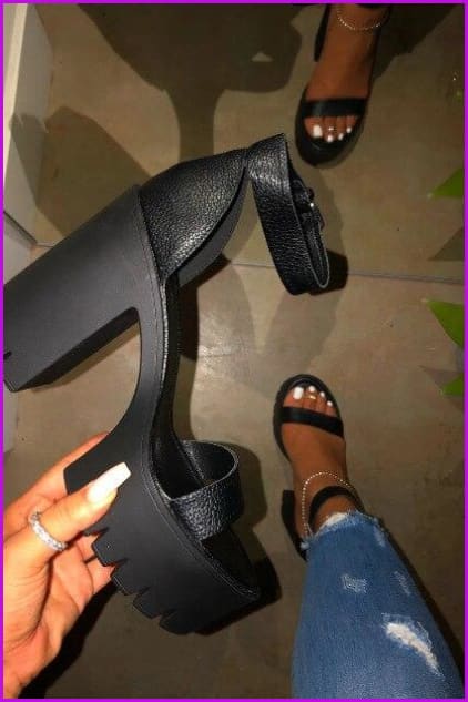 3 Colors Block High Heels Shoes F445 - Furdela